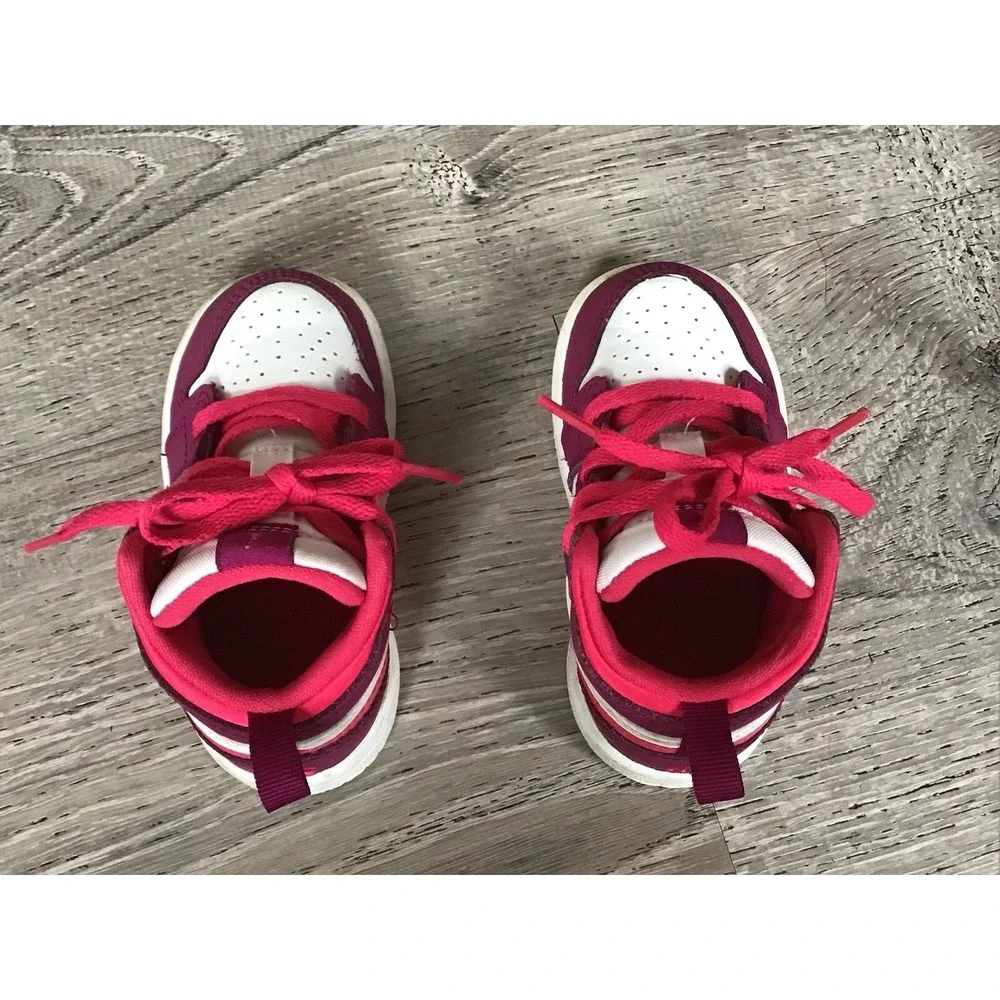 Jordan 1 Mid Shoes Infant 5C Baby Toddler Very Berry Rush Sneakers 644507-661
